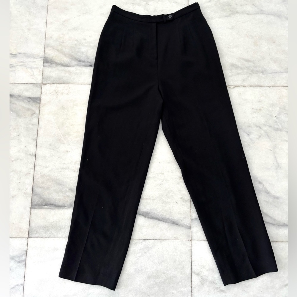 VTG Katherine Kelly Pants Wool Black High Rise Trousers Womens 14 Office USA
